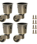 Four Pack 360 Degree Swivel Cup Casters With Silent Rolling Precision Bearings Smooth Operator Antique Brass Furniture Wheels with screws.