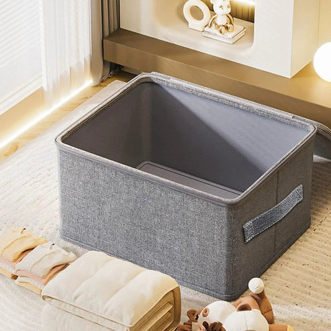Slick Fabric Storage Bin With Combination Lock Waterproof Foldable Wardrobe Organizer Keeps Your Essentials Safe Collapsible Drawer Tote No Sweat Set Up Solid Build open interior with gray fabric, perfect for storing clothes.