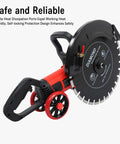 4000 Watt Electric Concrete Saw With 16 Inch Diamond Blade For Wet Or Dry Cutting Zero Downtime Heavy Duty Masonry Cutter showing heat dissipation ports.