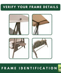 Heavy Duty RipLock 350 Replacement Canopy Top Cover For Abba Patio 3 Person Swing APSW09T Nutmeg frame identification