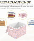 Game Changing Foldable Storage Bin With Ergonomic Handles And Lock Down Lid For Bedroom Organization, pink floral design.