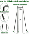 Diagram showing dimensions and features of Heavy Duty Galvanized Landscape Staples 6 Inch 500 Pack U Shaped Sod Pins.