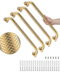 4 Pack 24 Inch Shower Grab Bar Brushed Gold 304 Stainless Steel Heavy Duty Rock Solid Bath Bar showing grip texture and mounting hardware.