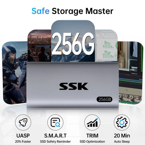 256GB Portable SSD External Drive With Up To 550 MB Per Second USB 3.2 Gen2 For iPhone 15 Pro Windows Mac Android