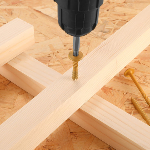 Heavy Duty 2 Inch Outdoor Structural Wood Deck Screws Size 14, 94 Pieces, Carbon Steel, Black, Flat Head, Rust Resistant in use