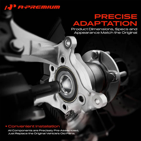 Close-up of Front Driver And Passenger Side Steering Knuckle And Wheel Bearing Hub Assembly For Toyota Corolla And Matrix 2009 To 2018 showing detailed installation points.