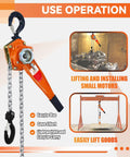 Heavy Duty 3300 Lbs Lever Chain Hoist With 20 Ft Manual Ratchet Chain Puller And Two Hooks for lifting engines and heavy goods