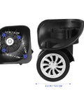 4 Piece Suitcase Wheels Replacement Kit Featuring Universal 360 Degree Swivel Casters For No Fuss Installation Smooth Glide Travel Bag And Premium Rolling Trolley Case Parts, showing detailed dimensions and design.