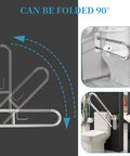Rock Solid Toilet Grab Bar With Paper Holder Flip Up Bathroom Safety Rail Hella Secure Stainless Steel Anti Slip Support Handle from different angles.