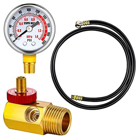 Heavy Duty Air Tank Repair Kit Includes Brass Manifold Valve And Safety Relief Pairing Rock Solid Aluminum 200 PSI Gauge With PVC Hose.