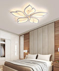Flower Shaped Ceiling Light Dimmable Modern Ceiling Lamp With Remote Control LED Fixture for bedroom, white five petals