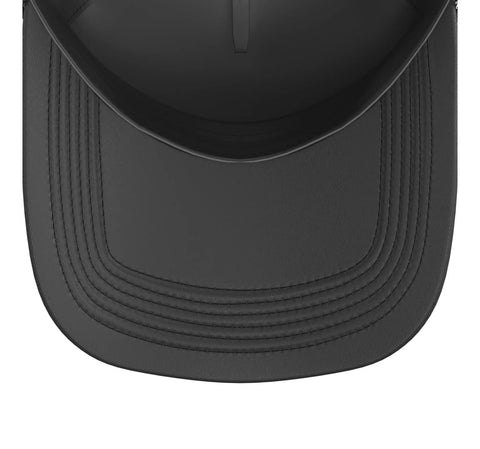 Top view of Evolution Graphic Plumbing Trade Trucker Hat With Adjustable Mesh Back And Snap Closure, showcasing foam panels.