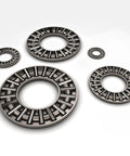 Heavy Duty Thrust Needle Roller Bearings In A Five Pack Kit Crafted From Hardened Chromium Steel Built Like A Tank For Smooth Operation And Heavy Grinds AXK0819 close-up of five chrome steel needle roller bearings