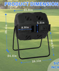 Dual Chamber Tumbling Compost Bin With Sliding Doors No Fuss, 43 Gallon Outdoor System For Garden Patio Kitchen Yard dimensions