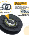Detail of Heavy Duty Idler Pulley with double sealed bearing for John Deere GX20286 replacement set.