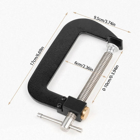 Beefy Fast Release 4 Inch G Clamp For Workshop Projects, Steel With Anti Rust Finish, Quick Slide Jaw For Easy Adjustments, Trapezoidal Thread For Strong Holding Power, Heavy Duty Woodworking And Metalworking Clamp, 4-inch black steel clamp