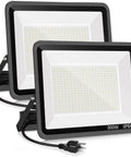 Top Shelf 2 Pack 300W Led Flood Lights Outdoor 5000K Daylight White 43500 Lumens IP66 waterproof with power cord.