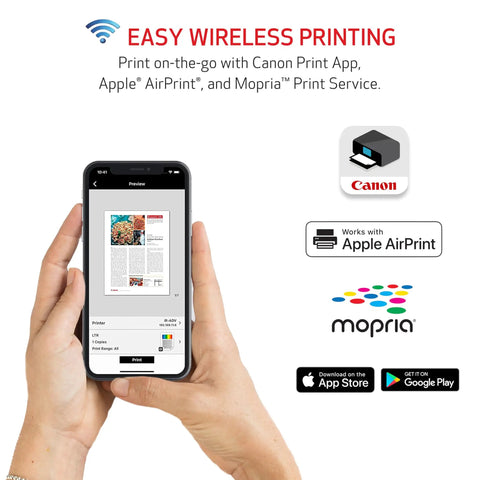 Person using mobile app for All In One Wireless Printer For Home Office Use With Auto Document Feeder And Built In Fax A Real Workhorse 4 In 1