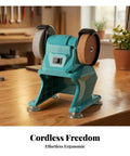 21V Cordless Bench Honing Tool Features a Wicked Stable Mini Grinding Station with Suction Feet for Rock Solid Performance Keep Your Knives and Tools Razor Sharp During Project Work at Home or in the Shop with Red Finish, viewed from the front.