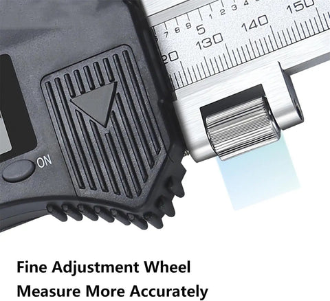 Digital Caliper Measuring Tool 0-800mm/31.5 Inch Range, ±0.06mm accuracy showing fine adjustment wheel for precise measurement.