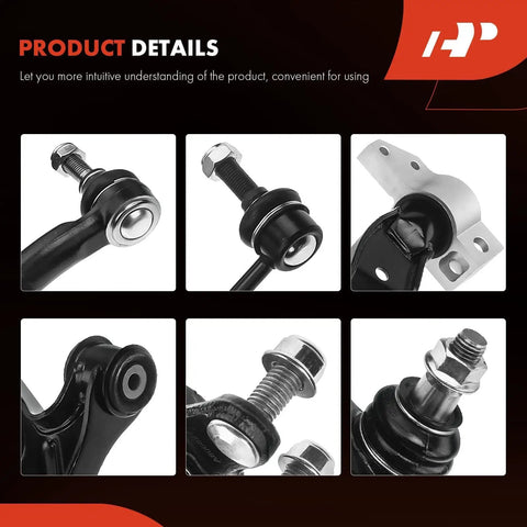 Eight Piece Front Suspension Upgrade Kit With Rock Solid Lower Control Arms And Ball Joints For Audi A3 And Volkswagen Jetta Models showing detailed components.