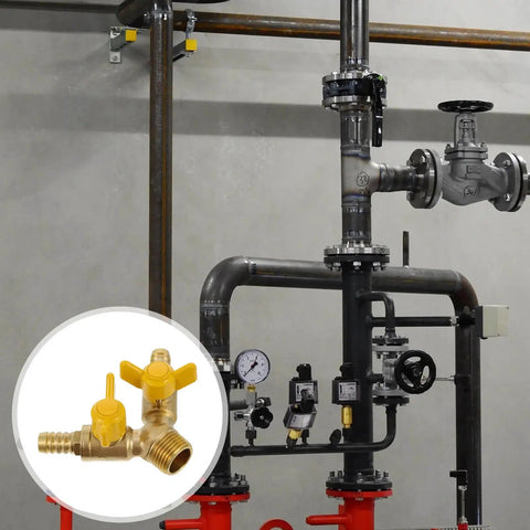 Hardened Brass Three Way Ball Valve With Dual Handles Quick Connect Y Pattern Body For Gas And Pneumatic Systems Built Tough With Rock Solid Seals No Sweat Operation Guaranteed in industrial plumbing setup.