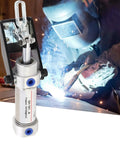 Heavy Duty U Shape Pneumatic Hold Down Clamp With A Badass 50kg Grip built from tough SPHC steel, used during welding tasks.