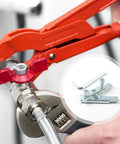 Universal Damaged Fastener And Pipe Thread Remover Tool For Broken Bolts Faucets And Pipes 4 Inch And 6 Inch in use on pipe fitting