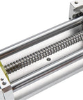 Close-up of ball screw and linear bearings in Plug N Play High Speed CNC Cross Slide Table With Ball Screw And Linear Bearing Slider Module For Sweet Smooth Glide And Easy Assembly Complete 700mm Stroke Actuator Kit.