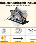 Pro Grade 7 1/4 Inch Circular Saw With A Powerhouse Motor That Slices Through Hardwood Lightweight Portable Design, complete cutting kit included.