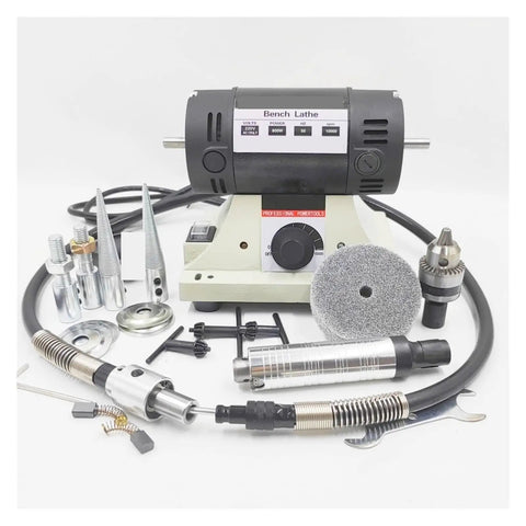 Heavy Duty 800W Bench Grinder With Variable Speed For Woodwork Jade Polishing And Precision Detail Work, includes flexible shaft kit and accessories.