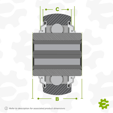 Straight Up Heavy Duty Ag Bearing Swap With Hex Bore And Cylindrical OD Showcasing Abec 1 Precision Build, detailed view of bearing dimensions.