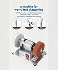 Compact Mini Bench Grinder Featuring Rock Solid 100W Copper Brushless Motor Spinning At Ridiculous 6000 RPM To Sharpen Steel Wood Tools And Polish Leathercraft For Any Serious DIY Workshop Project Gonna Fit The Bill with polishing wheels.
