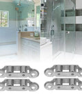 4Pcs Rock Solid Sliding Door Rollers 0.4 Inch Stainless Steel Double Drive Wheel Pulley displayed with modern bathroom background.