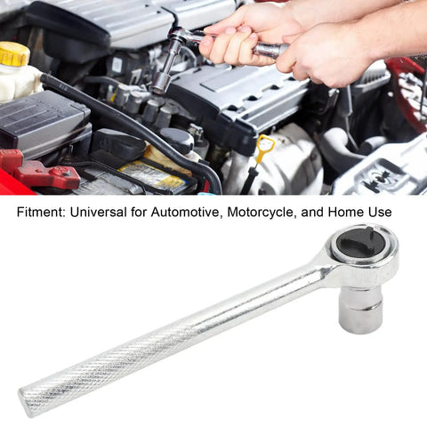 Hella Durable 40-Piece Socket And Wrench Set Featuring Metric And SAE Sizes For Your Ultimate Automotive And Motorcycle Repair Rig Including All Essential Bits To Fix Your Setup Quick Without Breaking A Sweat, wrench in use on an engine.