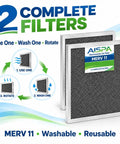 No Sweat Heavy Duty Washable Air Filters For Your Hvac System Delivering Straight Up Merv 11 Filtration Real Deal Two Pack with a clear view of two filters.