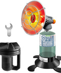 8500 BTU Portable Propane Heater For Camping And Outdoors With Reinforced Base And Tank Holder Includes Storage Box And Foldable Gas Cylinder Stand