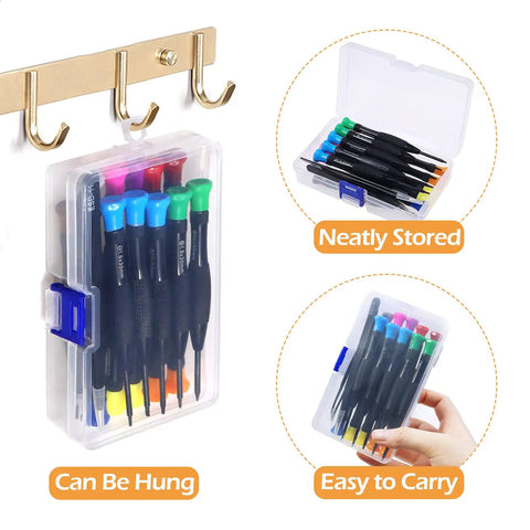12 Piece Mini Screwdriver Set With Magnetic Tips And Magnetizer, compact storage box, ideal for eyeglasses, electronics, jewelry