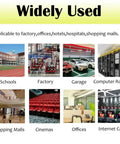 Image showing various places like schools, factories, garages, and offices where the Silver Blue Cable Raceway Concealer is applicable.