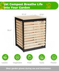 Front view of 130 gallon solid wood compost bin with pull out door for backyard garden and patio, built tough outdoor composting bin.