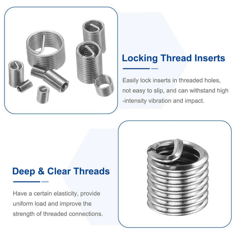Built Like A Tank 20 Piece Wire Thread Inserts In 1/4 20 UNC Helical Coil Format Crafted From Durable 304 Stainless Steel, locking thread inserts.