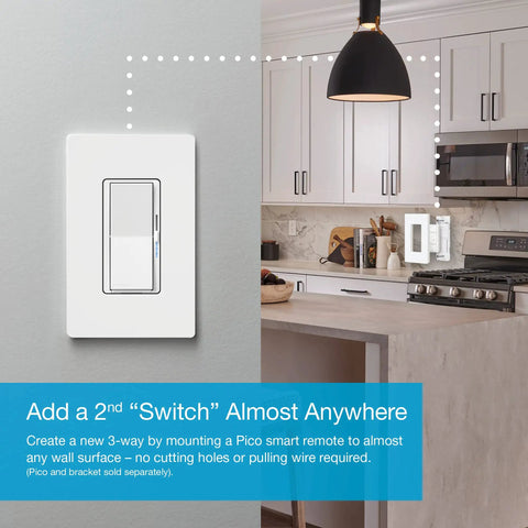 Diva Style Smart Dimmer Switch With No Neutral Required For Easy Glow Up On Any Circuit Syncs Flawlessly With Alexa Google And Siri Requires Smart Hub For Full Control Of Your Cozy Illumination Setup mounted in a modern kitchen.