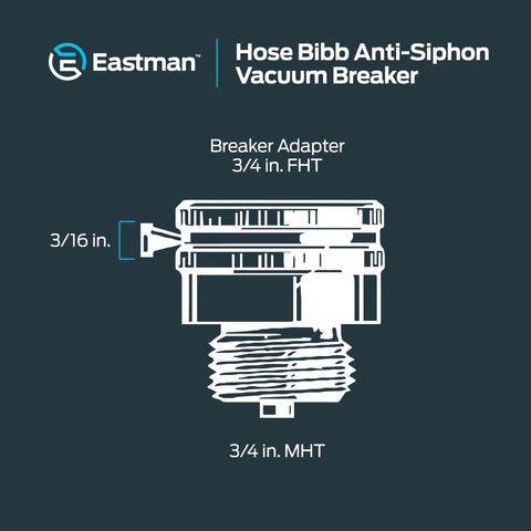 Diagram of Three Quarter Inch FHT To Three Quarter Inch MHT Hose Bibb Anti Siphon Vacuum Breaker Brass Plumbing Fitting Backflow Preventer