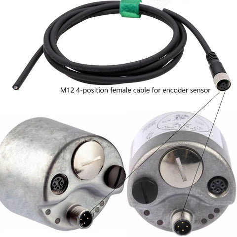 M12 A Coded 4 Pin Female Shielded Cable With Bare Wire Leads For Actuator Sensor Encoder And Industrial Automation DeviceNet CANopen IO Link Profibus 3m shown with connectors