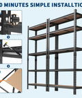 Heavy Duty 5 Tier Metal Shelving Rack Rock Solid Garage Storage Rig With Reinforced Steel Frame built tough for easy installation steps.