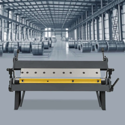 Front view of Heavy Duty Box And Pan Brake For Sheet Metal Bending 24 Inch With 0-135 Degree Range, handles and screw rod