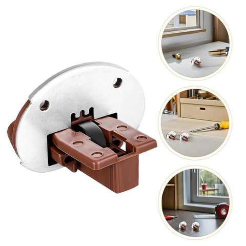 Four Pack Drawer Slide Replacement Kit With Plastic And Metal Rollers featuring close-up of brown plastic and metal roller component