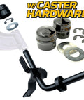 Heavy Duty Bushing To Bearing Conversion Kit And Steering Spindle Rebuild Swap With Sealed Bearings featuring black caster caps and hardware.