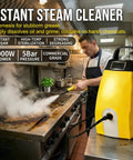 Professional 3000W Steam Cleaner With 3.5L Tank Generates High-Pressure 240C Hot Vapor For Deep Carpet And Upholstery Cleaning Instant Ready No Preheat Powerhouse For Home And Office Use Effective Grime Removal in commercial kitchen.