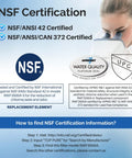 NSF certification details for Refrigerator Water Filter Replacement For LG LT800P And Kenmore 9490 Series with text and icons.